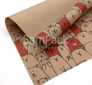 Крафт "Мишки с сердцами" 70см/10м (Сам Пак) Крафт 70см