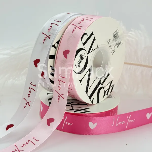 Лента атлас."I LOVE YOU" 2,5*20y 