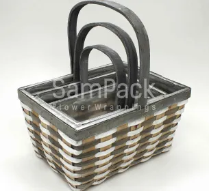 XS17-009 S/3 GRAY+WHITE серый+белый Корзины Китайские