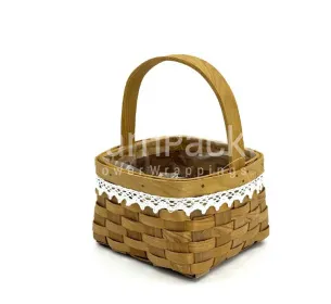 Корзина плет.(секвойя) квадрат. натур с окантовкой арт.1446 Корзины секвойя