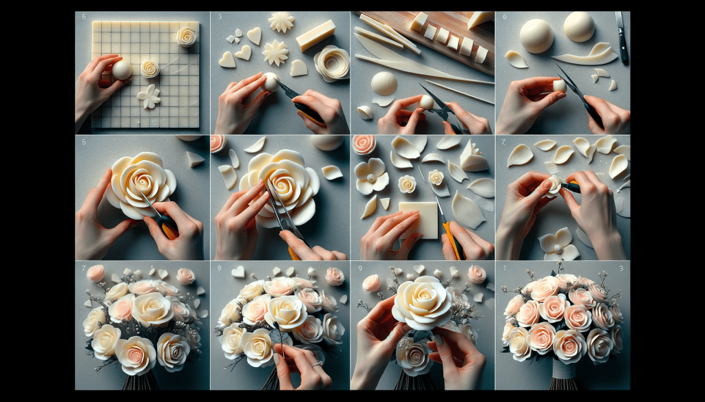 DALL·E 2023-11-23 09.16.46 - A step-by-step collage showing the process of making a soap rose bouquet, featuring images of cutting the soap, shaping the petals, assembling the ros.png