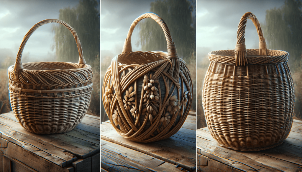 DALL·E 2023-11-22 11.47.33 - Three ultra-realistic 4K images of different handcrafted willow baskets, each showcasing unique weaving patterns and the natural beauty of willow. The.png