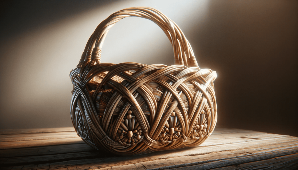 DALL·E 2023-11-22 11.46.43 - An ultra-realistic 4K image of a beautifully handcrafted willow basket, showcasing intricate weaving patterns and natural willow colors. The basket is.png