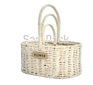Н-ркорзин  веревка "FLOWERS "  овал розовый 3шт (FD-0824-447) Корзины плетенные из джута