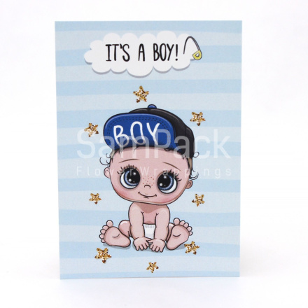 Открытки " IT S A BOY! " малыш на голубом 1/5 Открытки