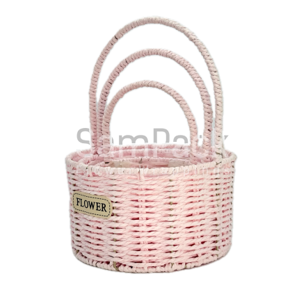 Н-ркорзин  веревка "FLOWERS " круг.розовый 3шт (FD0824-445) Корзины плетенные из джута