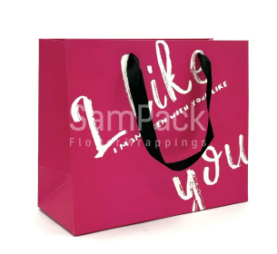 Пакет подарочный "I like you" малиновый 25*30*13cm Пакет подарочный
