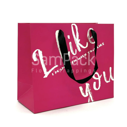 Пакет подарочный "I like you" малиновый 25*30*13cm Пакет подарочный