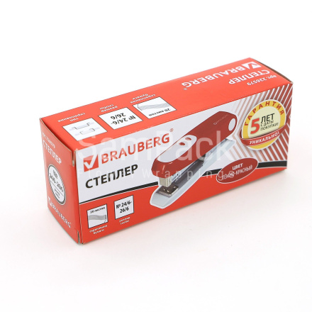 Степлер BRAUBERG 226579 № 24/6 темно-красный Степлер