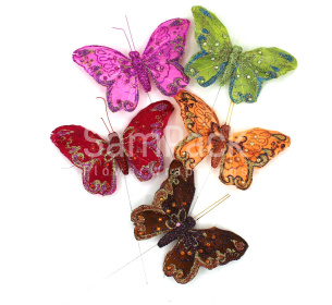 Бабочки на проволке 12см (24шт) Бабочки