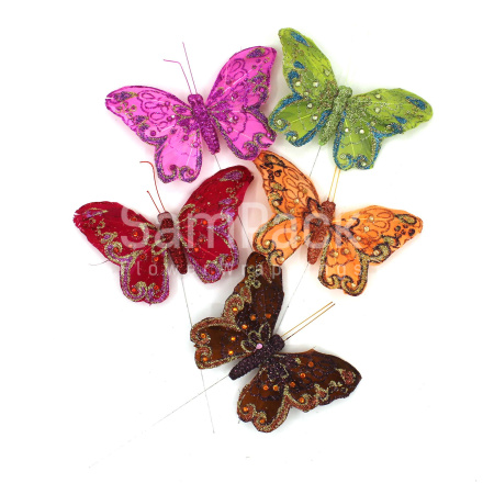 Бабочки на проволке 12см (24шт) Бабочки