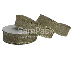 Лента декор."Бахрома" белое золото  2,5cm*15ярд.(41306-70) Новый год 