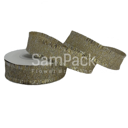 Лента декор."Бахрома" белое золото  2,5cm*15ярд.(41306-70) Новый год 