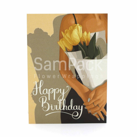 Открытки " Happy Birthday " желтые тюльпаны 1/5 Открытки 1/5 