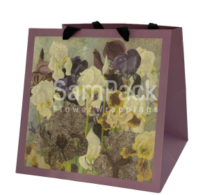 Пакет подарочный "Ирисы" фиолетовый №3 28*28*28cm Пакет подарочный