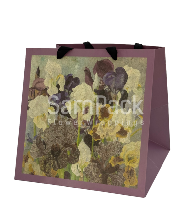 Пакет подарочный "Ирисы" фиолетовый №3 28*28*28cm Пакет подарочный