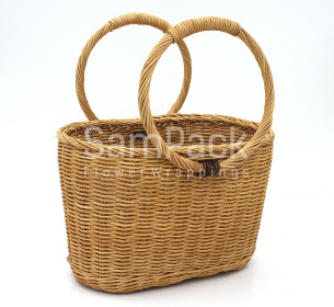 Корзина плет.(ротанг) круг.ручки 26*16*18 натур.арт 3149 Корзины ротанг