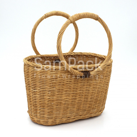 Корзина плет.(ротанг) круг.ручки 26*16*18 натур.арт 3149 Корзины ротанг