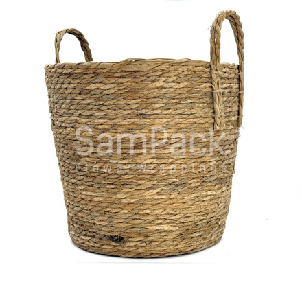 Корзина плет (рогоз.)  натуральный 30*36.арт1174 Корзины из рогоза