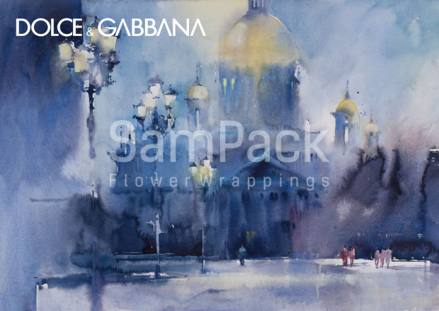 Бумага дизайнерская "Dolce Gabanna" город акварель 49*66см в упак.10шт Бумага дизайнерская 