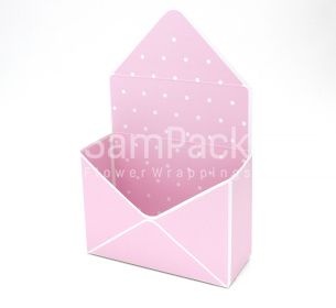 Коробка -  конверт розовый в горошек (399/8) Конверты