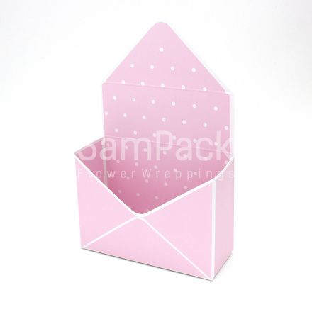 Коробка -  конверт розовый в горошек (399/8) Конверты