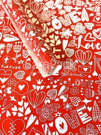 Бумага дизайнерская "Love+Forever" на красном 51*75см/10л Бумага дизайнерская 