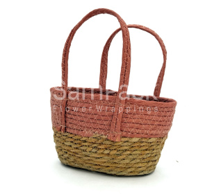 Корзина плет.из эколозы сумка розовый/натур арт.1010 Корзины текстиль