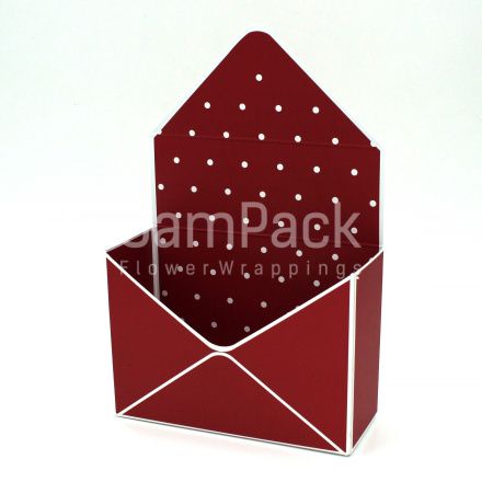 Коробка -  конверт горошек  темно-красный (399/10) Конверты