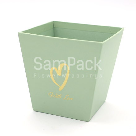 Коробка трапеция "С любовью" фисташковый 11*11cm Коробка трапеция "С любовью" 11*11cm