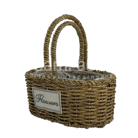 Н-ркорзин   "FLOWERS " овал 2шт (FD-0824--230)  Корзины плетенные из джута