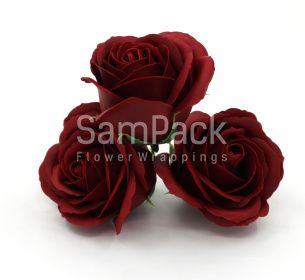 Розы большие из мыльной пены тем.красный 6,5*7 25шт(53/7) Розы из мыльной пены