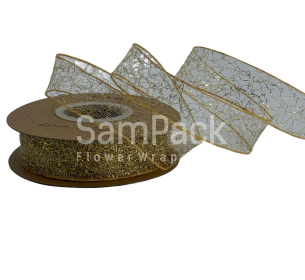 Лента "Паутинка" золото  2,5cm*20ярд.(0899-18) Новый год 