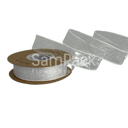 Лента "Паутинка" белый  2,5cm*20ярд.(0899-18) Новый год 