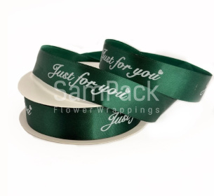 Лента атлас "Just for you" зеленый  2,5*40y(21586) Лента атлас "Just for you"   2,5*40y