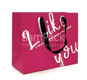 Пакет подарочный "I like you" малиновый 25*30*13cm Пакет подарочный
