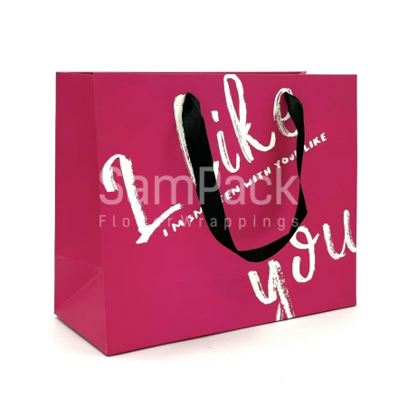 Пакет подарочный "I like you" малиновый 25*30*13cm Пакет подарочный