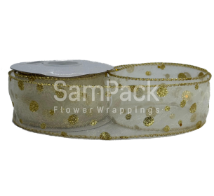 Лента каркас НГ золото  5cm*10ярд.(40882-8) Новый год 