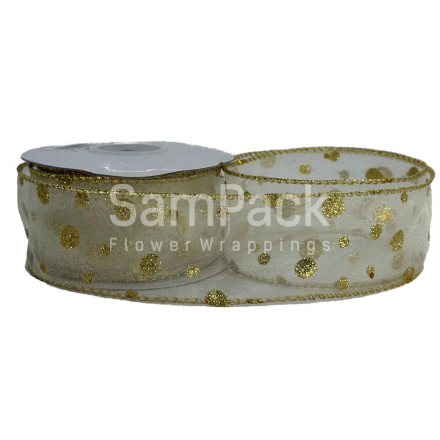 Лента каркас НГ золото  5cm*10ярд.(40882-8) Новый год 
