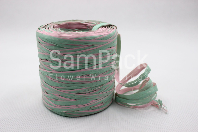 Рафия 1/200 PF 119001/ 14-32 розовый+салатовый Рафия PF двухцветная