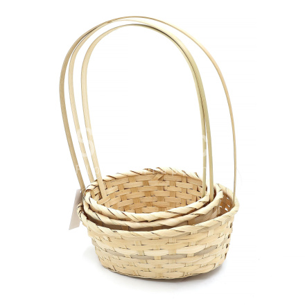 Н-р  корзин плет. (бамбук)  овал натуральный 3шт  арт.2898 Корзины бамбук