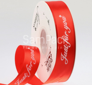 Лента атлас "Just for you" красный   2,5*40y Лента атлас "Just for you"   2,5*40y