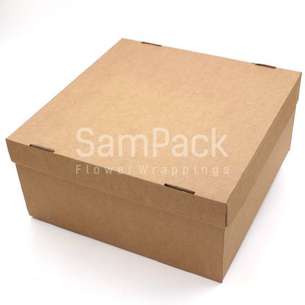 Коробка для венков и подарков с крышкой 320*320*150 крафт  Коробки для композиций и подарков