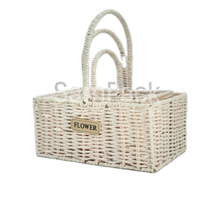 Н-ркорзин  веревка "FLOWERS " прямоуг.розовый 3шт (FD0824-453) Корзины плетенные из джута