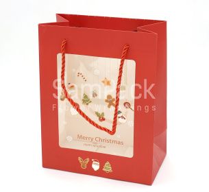 Пакет с окном "Merry Christmas" красный 23*18*10cm Новый год 