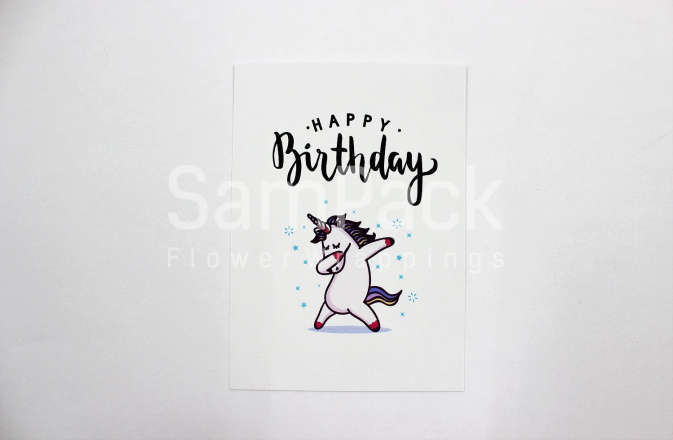 Открытки " Happy Birthday "единорог  1/5 Открытки 1/5 