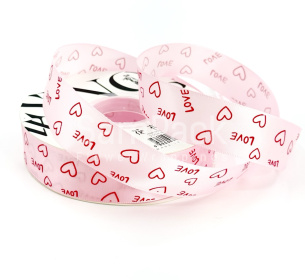 Лента атлас"Сердца LOVE" розовый №165 2,5*33y Sinowrap Лента атлас"Сердца LOVE" 2,5*40y Sinowrap