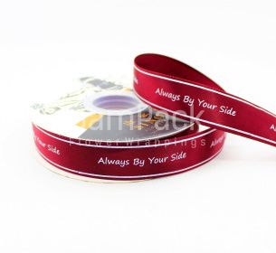 Лента атлас "Always Bu Your Side"бордов.№011   2,5*50y Лента атлас "Always Bu Your Side"   2,5*50y