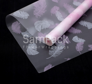 Пленка мат. "Перья" белый/неж.розовый выс. 60см/10м (Сам Пак) Пленка мат. "Перья" выс. 60см/10м (Сам Пак)