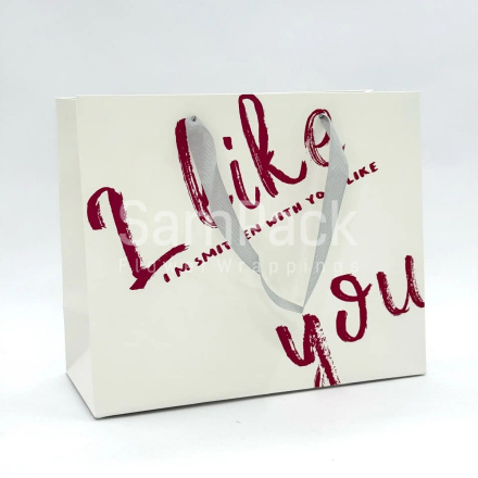 Пакет подарочный "I like you" белый 25*30*13cm Пакет подарочный